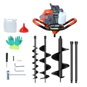 XYJBHB 85CC Gas Powered Auger Post Hole Digger, 2 Stroke Earth Digger with 3 Auger Bits 4" 8" 12" & 2 Extension Rods - for Farm Garden Planting, Fencing Construction - Orange