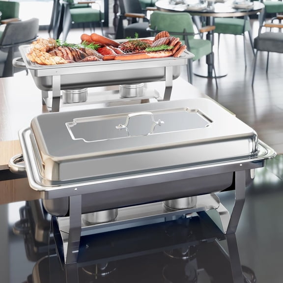 XYJBHB Chafing Dishes for Buffet, 9QT Chafing Dish Buffet Set, Stainless Steel Catering Warmer Server with 2 Full Size Pans for Home Party Wedding Buffets, 2 Pack