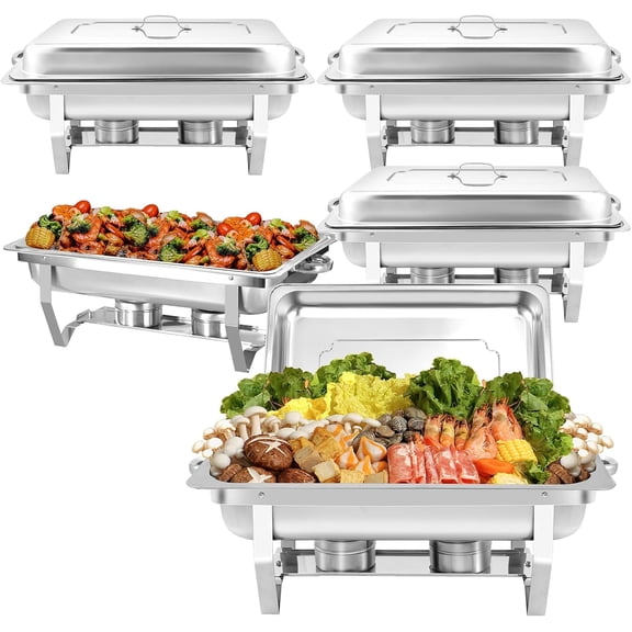 XYJBHB Chafing Dishes for Buffet, 9QT Chafing Dish Buffet Set, Stainless Steel Catering Warmer Server with 5 Full Size Pans for Home Party Wedding Buffets, 5 Pack