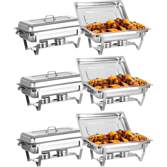 XYJBHB Chafing Dishes for Buffet, 9QT Chafing Dish Buffet Set, Stainless Steel Catering Warmer Server with 6 Full Size Pans for Home Party Wedding Buffets, 6 Pack