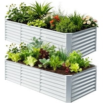XYJBHB Galvanized Raised Garden Bed Kit, 8x4x2ft Galvanized Planter Oval Large Metal Raised Garden Boxes Outdoor for Vegetables, 2 PCS