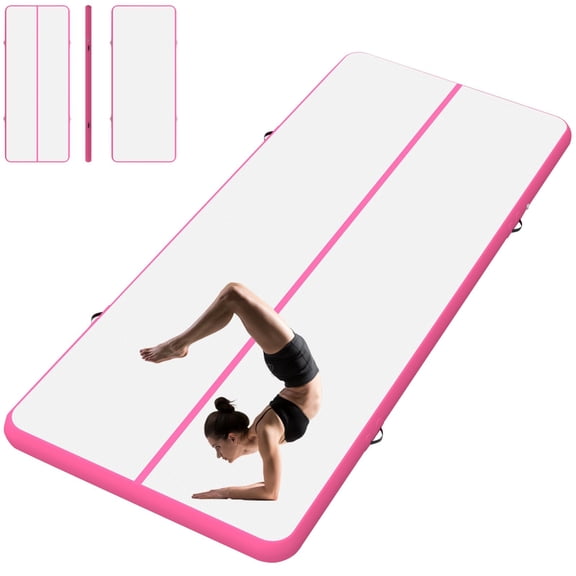 XYJBHB Inflatable Gymnastics Mat 20 FT x 6.6 FT x 8 Inch Air Tumble Track Mat with 600 W Electric Pump for Tumbling Cheer Training Yoga Beach , Pink