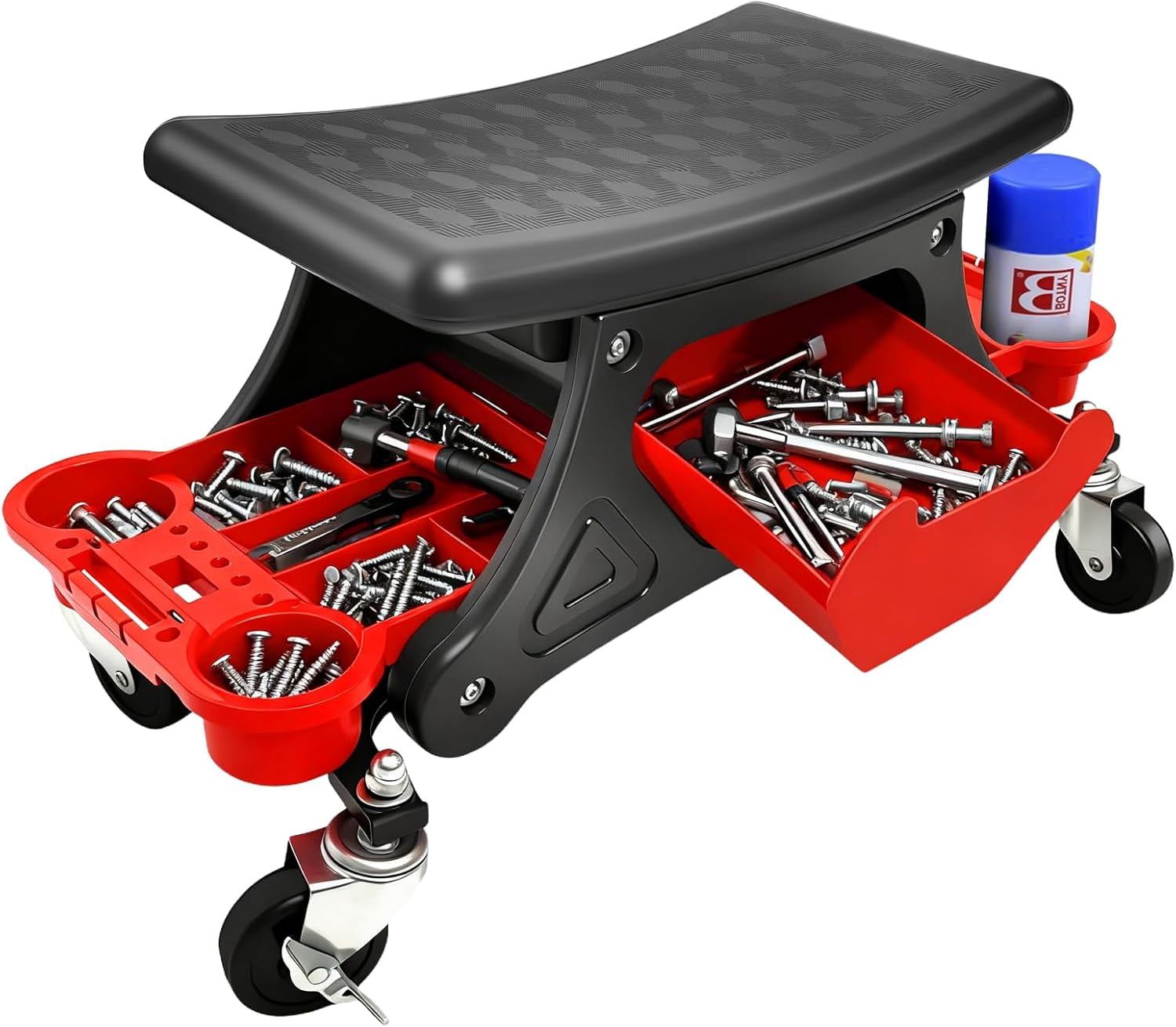 XYJBHB Mechanic Stool with Wheels, 264 LBS Load-Bearing Garage Stool ...