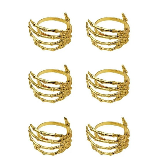 XYKA 66Pcs/Set Creative Skeleton Hand Napkin Ring Exquisite Alloy Napkin Holder for Halloween Imitation Gold Perfect for Halloween, Christmas, and Thanksgiving Party Table Decoration Creative