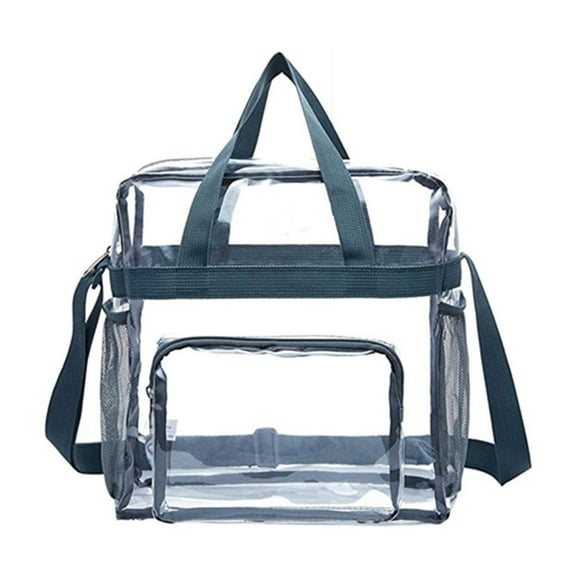 XYKA Clear Lunch Bag Adult Large Heavy Duty PVC Transparent Lunch Bag With Adjustable Shoulder Strap Front Storage Grid Outdoor Picnic Bag