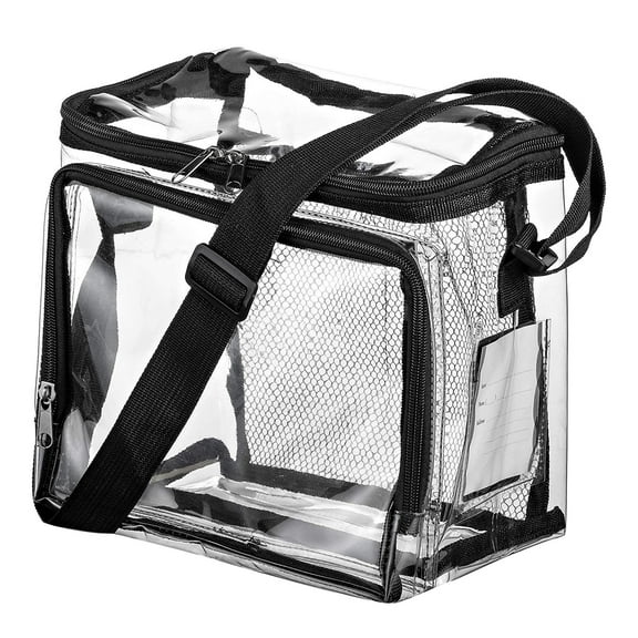 XYKA Clear Lunch Bag Adult Large Heavy Duty PVC Transparent Lunch Bag With Adjustable Shoulder Strap Front Storage Grid Outdoor Picnic Bag