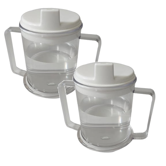 XYKA Handle Spouted Mug 10 Oz Anti-Spill Drinking Cup with Two Handles for Elderly and Disabled, - Plastic, Dishwasher , Ideal for Kitchen Dining, Recovery, and Independent Living Aid