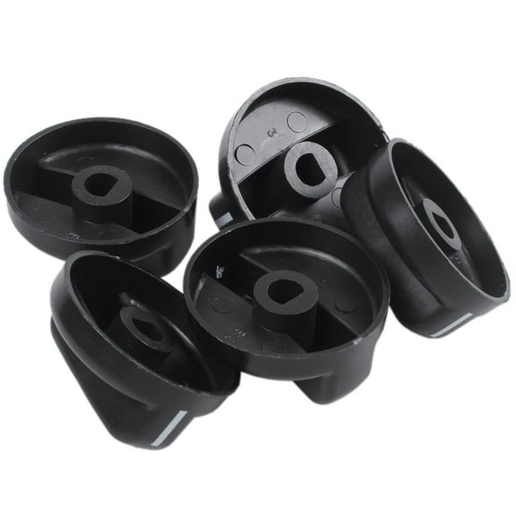 XYKA Kitchen Stove Knobs 5 PCS Black Plastic Replacement Knobs Easy Install Compatible with Most Stoves Standard Size Design Enhance Kitchen Aesthetics Cost-Effective Multi-Burner Accessory Perfect