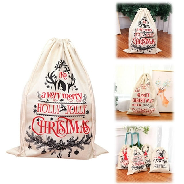 XYKA Large Christmas Santa Sack Canvas Gift Bag with Drawstring Personalized Reusable Xmas Storage Bag for Holiday Gifts and Spacious Design Holds Candy Toys Clothes Perfect for Wrapping Festive