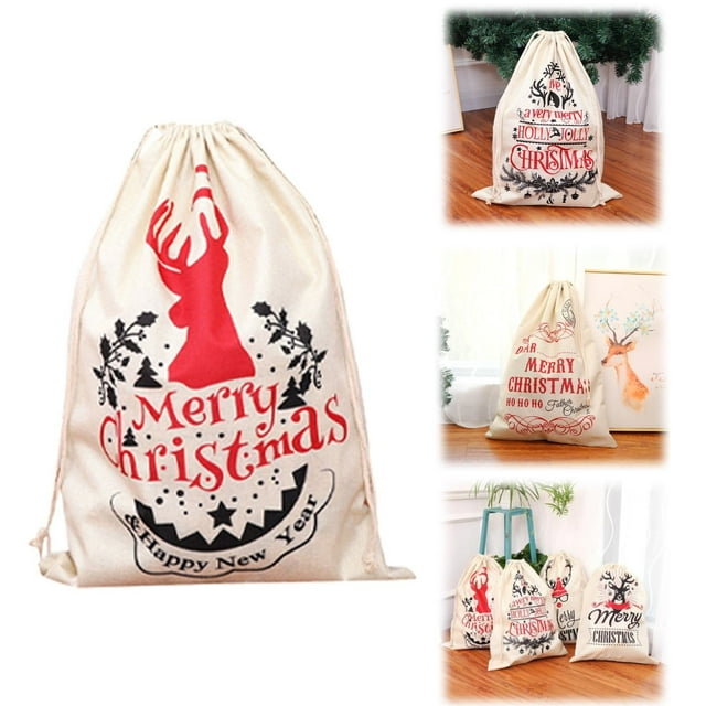 XYKA Large Christmas Santa Sack Canvas Gift Bag with Drawstring Personalized Reusable Xmas Storage Bag for Holiday Gifts and Spacious Design Holds Candy Toys Clothes Perfect for Wrapping Festive