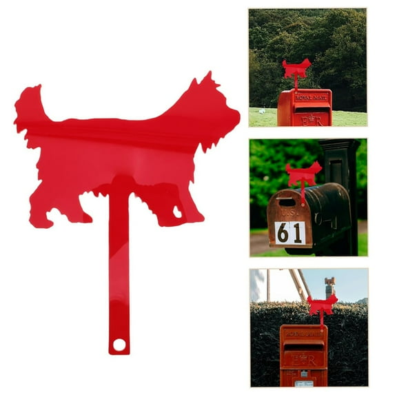 XYKA Red Acrylic Mailbox Replacement Flag Kit Decorative Post Flag for Mailbox Accessories Festive Fall Decor with Christmas Tree Ski Dog Silhouette Easy to Install Garden Mailbox Decoration Upgrade
