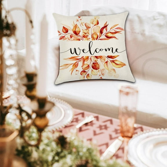 XYKA Set of 4 Fall Decorative Throw Pillow Stripes Pumpkin Maple Leaves and Gnomes Design Perfect for Outdoor Fall Decor Farmhouse Thanksgiving Decorations Wrinkle Soft and Machine Washable Ideal