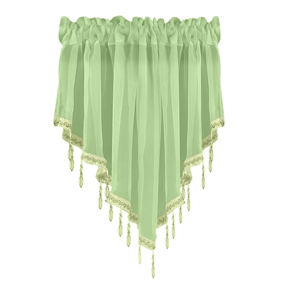 XYKA Solid Color Lace Curtain 51x24 Inch for Bedroom Home Décor Elegant Sheer Drapery for Living Room Kitchen Short Curtain Classic Design with Tailored Scallops and Ruffles Easy to Hang