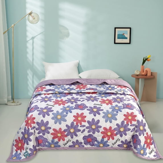 XYKA Summer Blanket Skin-Friendly Washed Cotton Bed Blanket Breathable Comforter Ideal for Hot Sleepers Stay Sweat- All Night with Temperature-Regulating Fabric Perfect for Hot Summer Nights