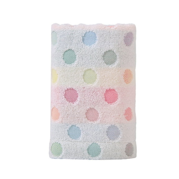 XYKA Thickened Embroidered Colored Polka Dot Nature Cotton Towel, Soft and Comfortable Cotton Towel, High Water Absorption Quick Drying, Multi-functional Towel for Home Use