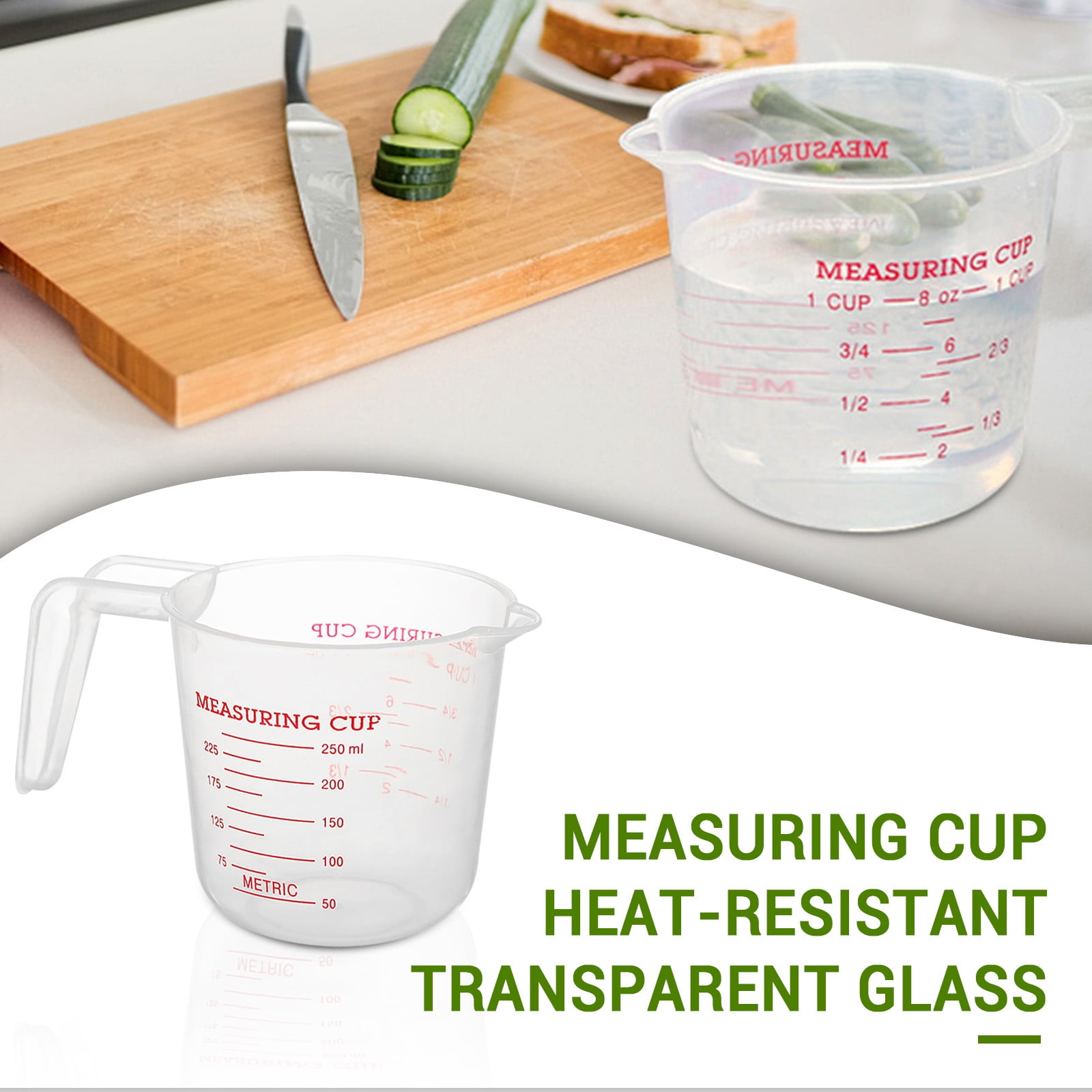 XYKA Transparent Plastic Measuring Cup with Handle 9x9x6cm Food-Grade ...