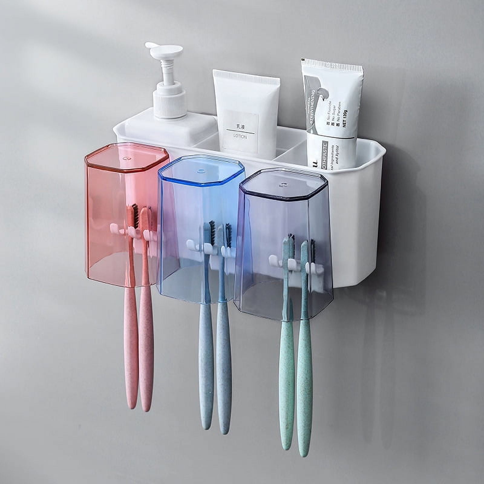 XYKA Wall Mounted Toothbrush Holder with Toothpaste Stand Easy ...