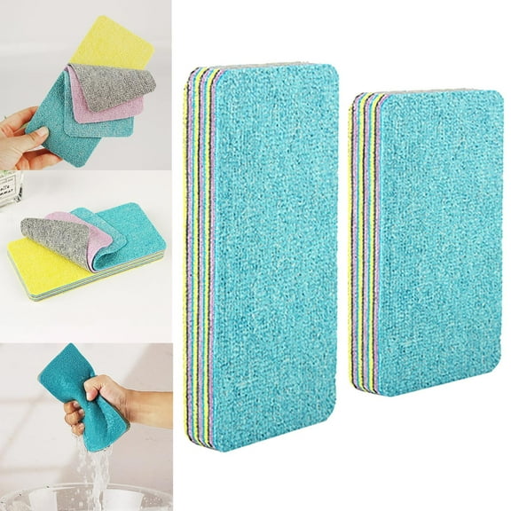 XYKA Water Absorbent Rainbow Scrub Sponges Reusable and Washable 12 Layer Tear Off Design Anti Scratch Decontamination Sponge for Kitchen Bathroom and Car Cleaning Versatile and Non Scratch Fiber
