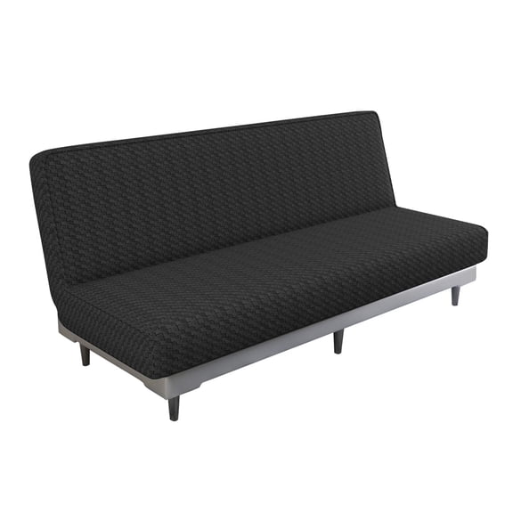 XYMHUN Armless Futon Cover Stretch Futon Slipcovers with Elastic Bottom Black