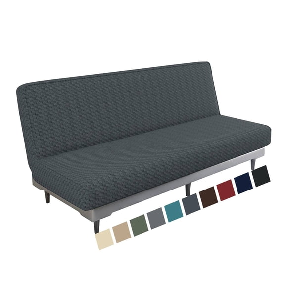 XYMHUN Armless Futon Cover Stretch Futon Slipcovers with Elastic Bottom Dark Gray