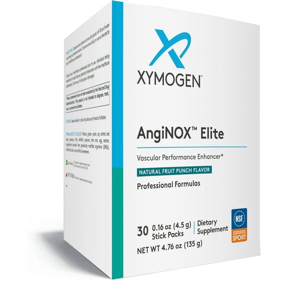 XYMOGEN ANGINOX ELITE - Nitric oxide supplement to support blood flow, oxygen delivery, and cardiovascular wellness - Men's & Women's Health, NSF Certified for Sport, Fruit Punch Flavor (30 Packets)
