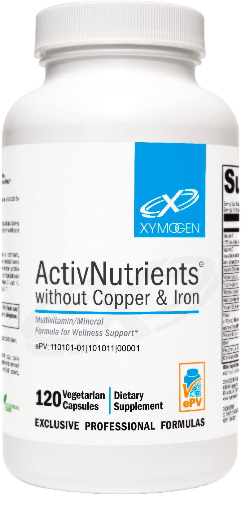XYMOGEN ActivNutrients without Copper & Iron - Multimineral Formula for Wellness Support - Antioxidant Activity Support - Vegetarian, Non-GMO & Gluten Free - 120 Capsules