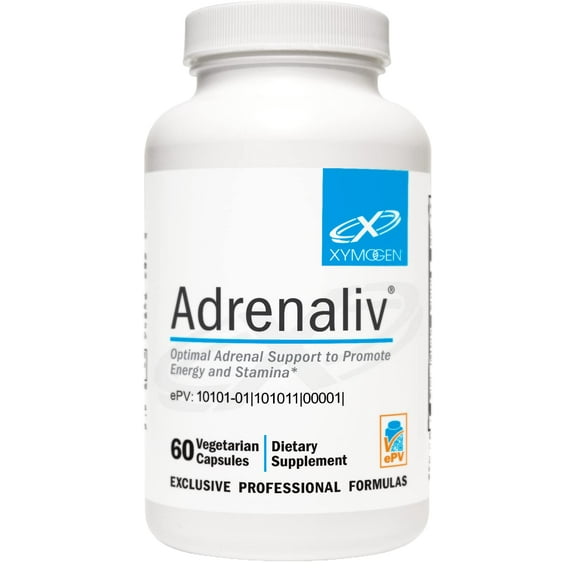 XYMOGEN Adrenaliv - Adrenal Support Supplement to Promote The Body's Response to Stress, Promote Energy and Stamina - Rhodiola Rosea, Eleuthero, Adrenal Complex, Licorice, Vitamin B6 (60 Capsules)