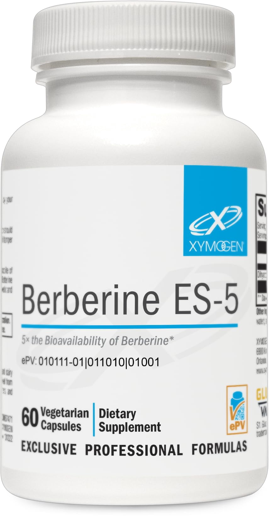 XYMOGEN Berberine ES-5 - 200 mg Dihydroberberine Supplement - Metabolic & Lipid Metabolism Support - Supports Berberine Activity - Vegan, Non-GMO & gluten-free - 60 Capsules