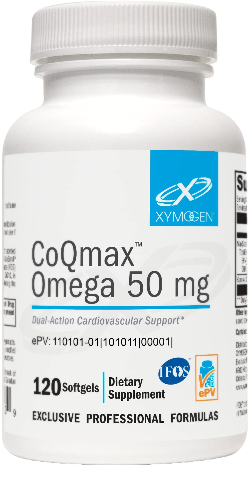 XYMOGEN CoQmax Omega 50 mg - Dual-Action Heart Health Support - CoQ10 Plus Fish Oil Omega-3 - MaxSimil Monoglyceride EPA DHA - Enhanced Absorption - 120 Softgels