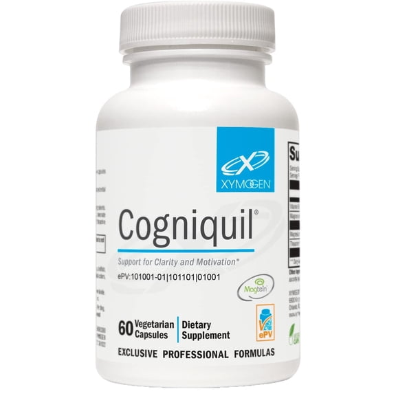 XYMOGEN Cogniquil - Magnesium L-Threonate Supplement for Clarity, Focus & Mental Energy Support* - With Theacrine & Vitamin B12 - Non-GMO & Gluten-Free - 60 Capsules