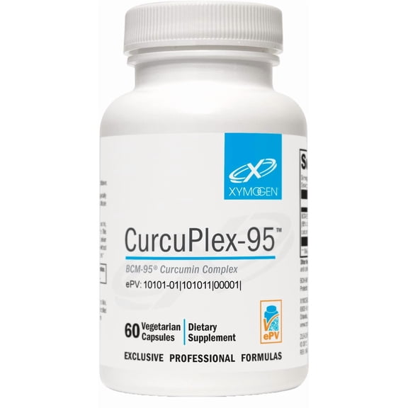 XYMOGEN CurcuPlex-95 - Turmeric Curcumin Supplement for Daily Brain Support - Enhanced Bioavailability - Non-GMO, Gluten-Free, Vegan - 60 Capsules