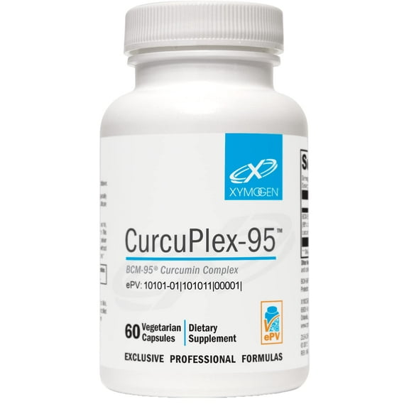 XYMOGEN CurcuPlex-95 - Turmeric Curcumin Supplements with Enhanced Bioavailability - Joint Health and Brain Support Supplement (60 Vegan Turmeric Capsules)