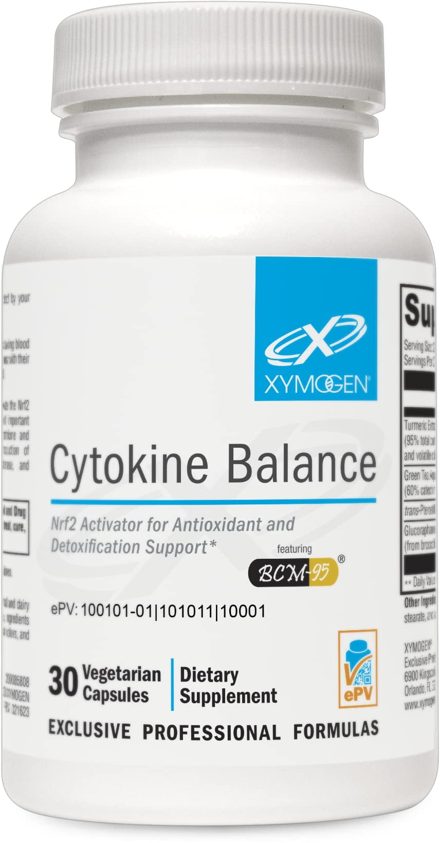 XYMOGEN Cytokine Balance - Antioxidant & Cellular Detox Support - 400 mg Turmeric Extract - Features Nrf2 Activators - Vegan & Non-GMO - 30 Capsules
