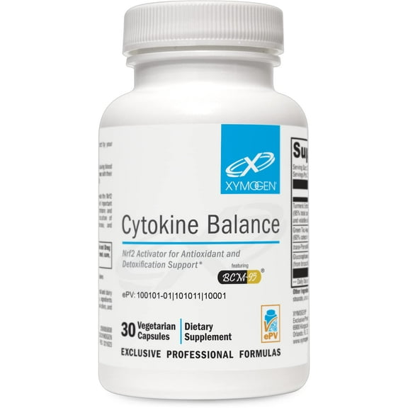 XYMOGEN Cytokine Balance (Formerly Nrf2 Activator) for Antioxidant and Detoxification Support - Green Tea Extract, Trans-Pterostilbene, Turmeric Extract, Glucoraphanin (30 Capsules)