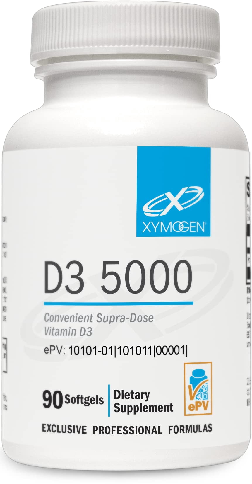 XYMOGEN D3 5000 - Bioavailable Vitamin D3 5000 IU (125 mcg) - High Strength Vitamin D Supplement for Immune Bone & Heart Health Support - 90 Softgels