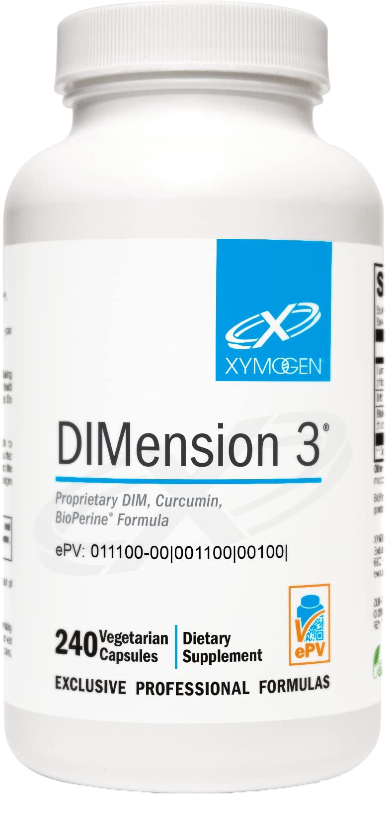 XYMOGEN DIMension 3 - DIM Supplement for Hormonal Balance & Estrogen Metabolism Support* - With Curcumin & BioPerine - Gluten-Free - 240 Capsules