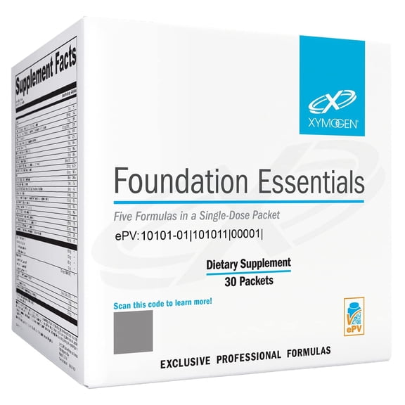 XYMOGEN Foundation Essentials - Daily Supplement Packets for Overall Health - Fish Oil, Magnesium & Probiotics - Travel-Friendly - Gluten-Free & Non-GMO - 30 Packets