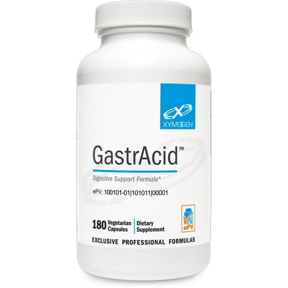 XYMOGEN GastrAcid - Betaine HCl with Pepsin, L-Glutamic Acid + Gentian Root Digestive Bitters to Support Digestion, Nutrient Absorption + Healthy Gastric pH - Gut Health Supplement (180 Capsules)
