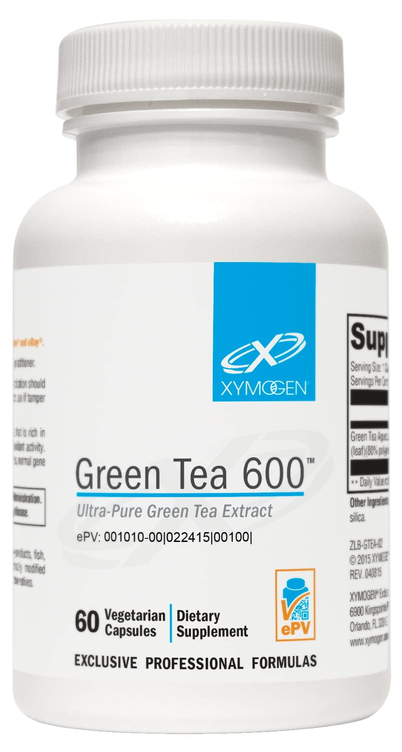 XYMOGEN Green Tea 600 - Ultra Pure Green Tea Extract Capsules - Immune Support Supplement - Supports Heart Health + Brain Health - Gluten Free, Vegan, Non GMO (60 Capsules)