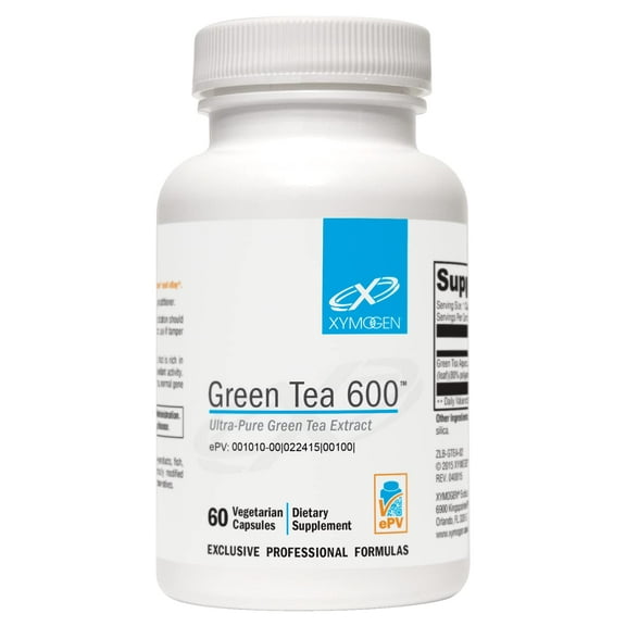XYMOGEN Green Tea 600 - Ultra Pure Green Tea Extract Capsules - Immune Support Supplement - Supports Heart Health + Brain Health - Gluten Free, Vegan, Non GMO (60 Capsules)