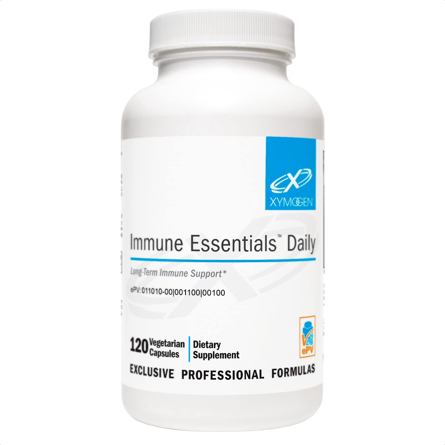 XYMOGEN Immune Essentials Daily - Vitamin C Zinc and Quercetin - Daily Immune and Antioxidant Support - Respiratory Wellness Formula - Vegan Gluten-Free - 120 Capsules