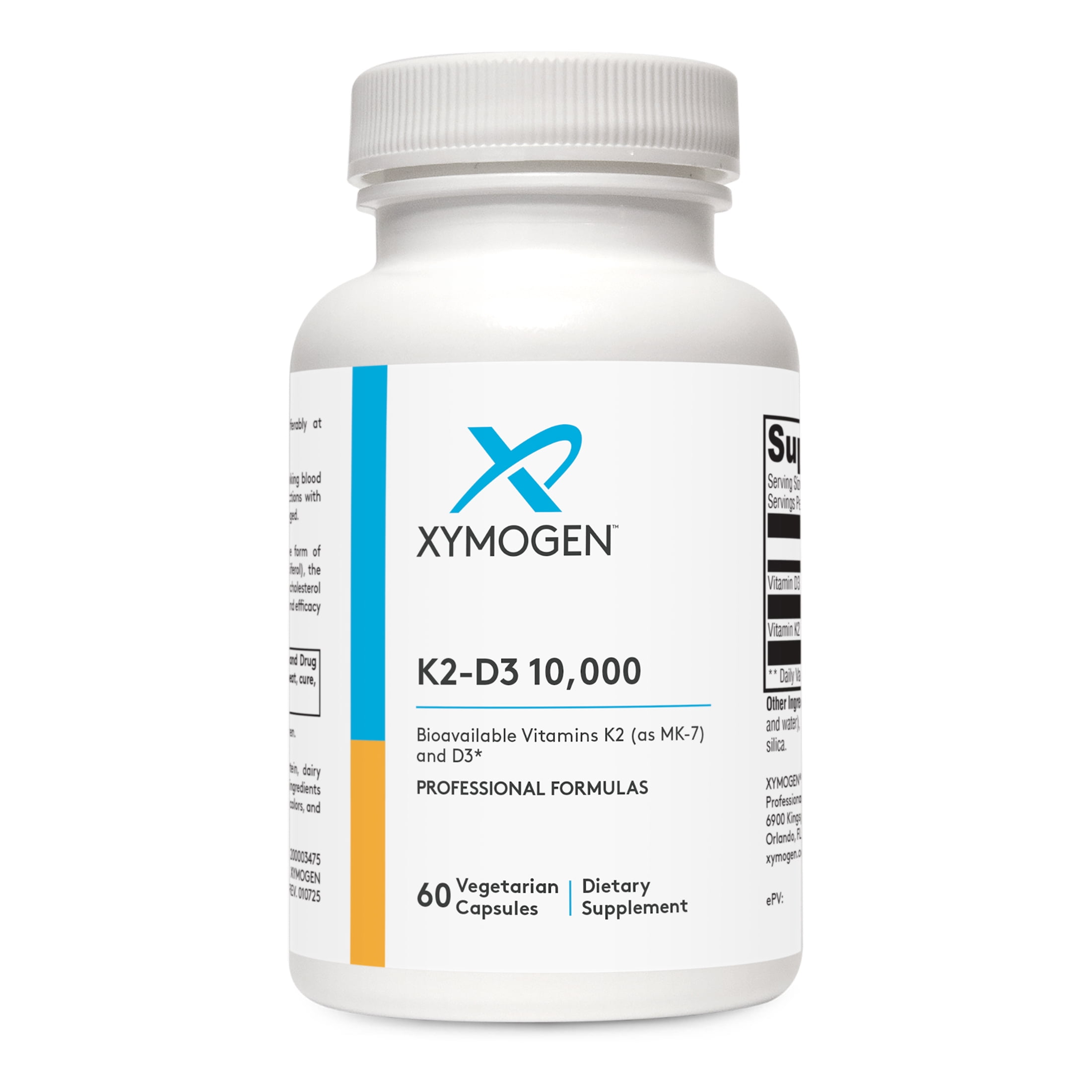 XYMOGEN K2 D3 10000 Vitamin D3 K2 Supplement for Immune, Bone and Cardiovascular Support Non GMO, Gluten Free, Vegetarian 60 Capsules