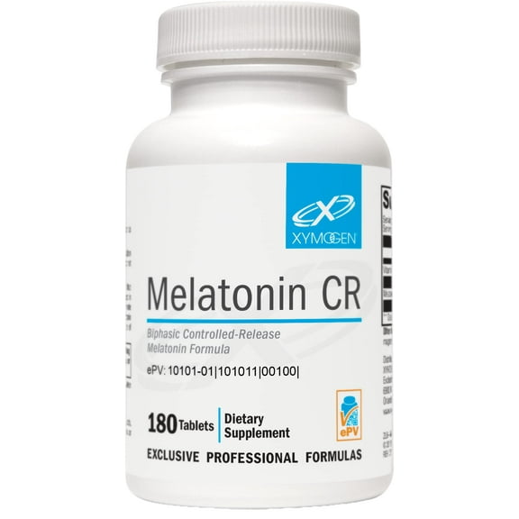 XYMOGEN Melatonin CR - Time Release Melatonin 5mg Supplement with Vitamin B6 - Nighttime + Immune Support - Biphasic Delivery Releases Quickly Then Steadily (180 Melatonin Extended Release Tablets)
