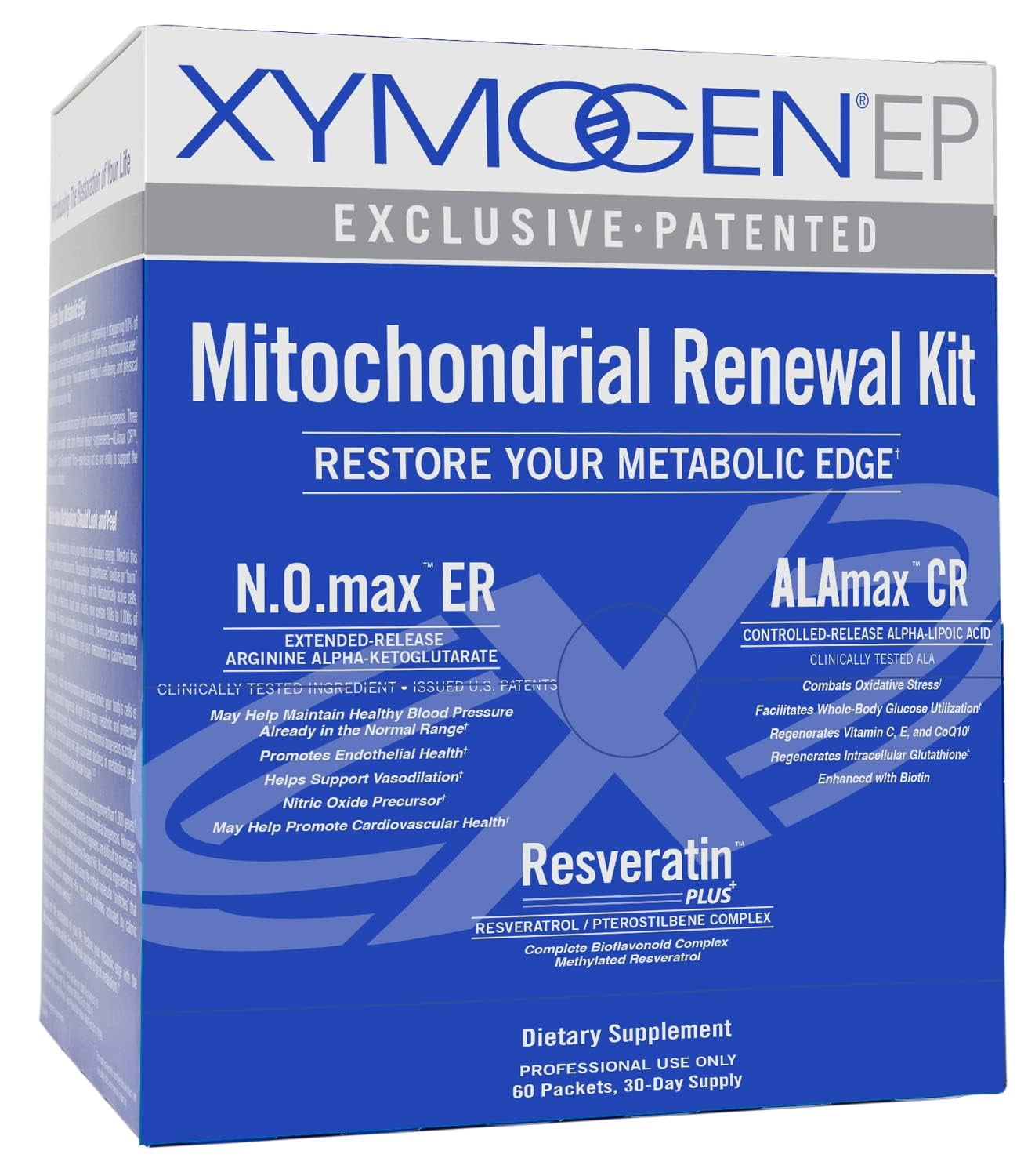 XYMOGEN Mitochondrial Renewal Kit - Mitochondrial Supplement for Healthy Cell Function - Metabolic Support - Resveratrol, Quercetin & Pterostilbene - Gluten-Free & Non-GMO - 60 Packets