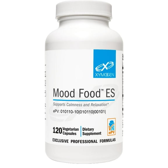 XYMOGEN Mood Food ES - Supports Calmness, Relaxation and a Healthy Mood with Active Folate, B Vitamins, 5-HTP, GABA, Minerals, Suntheanine L-Theanine, Selenium (120 Capsules)