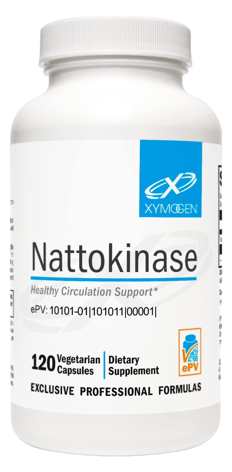 XYMOGEN Nattokinase - Cardiovascular & Vascular Wellness Support - 100 mg Nattokinase - Enzyme Formula - Vegan & Non-GMO - 120 Capsules
