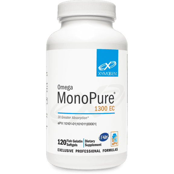 XYMOGEN Omega MonoPure 1300 EC - Fish Oil with 3X Greater Absorption - DHA EPA Omega 3 Supplement for Heart Health + Cognitive Support (120 Softgels)