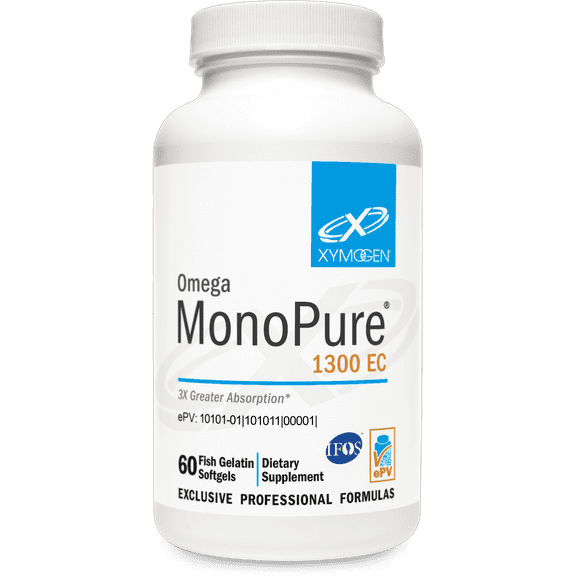 XYMOGEN Omega MonoPure 1300 EC - Fish Oil with 3X Greater Absorption - DHA EPA Omega 3 Supplement for Heart Health + Cognitive Support (60 Softgels)