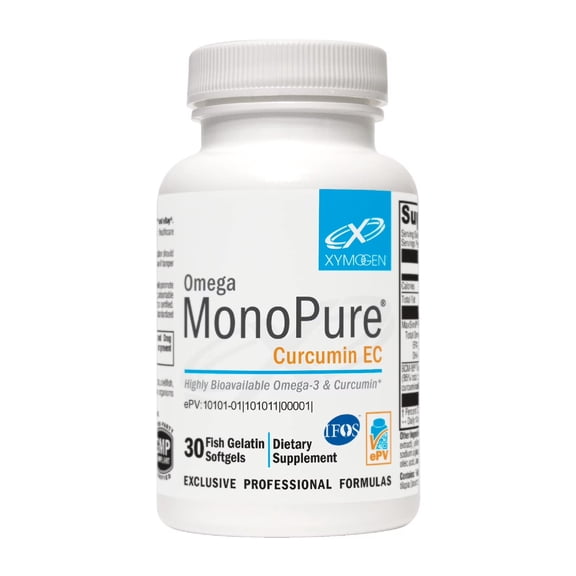 XYMOGEN Omega MonoPure Curcumin EC - Cytokine Balance Support - Monoglyceride Fish Oil with Enhanced DHA EPA Absorption - BCM-95 Turmeric Extract - Omega-3 Softgels