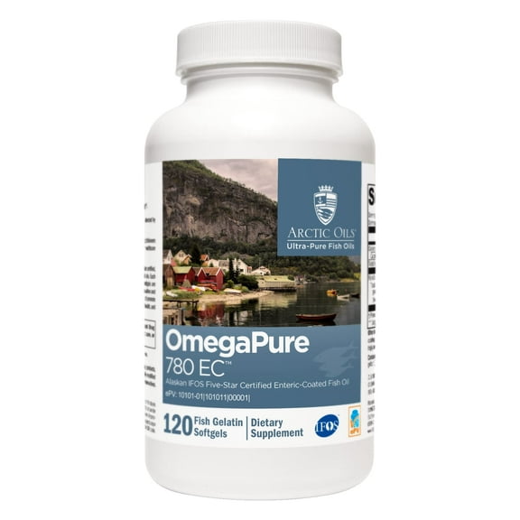XYMOGEN OmegaPure 780 EC - Cardiovascular & Brain Support - IFOS Five-Star Certified Fish Oil - DHA EPA Omega-3 Supplement - Enteric Coated Softgels - 120 Softgel Tablets